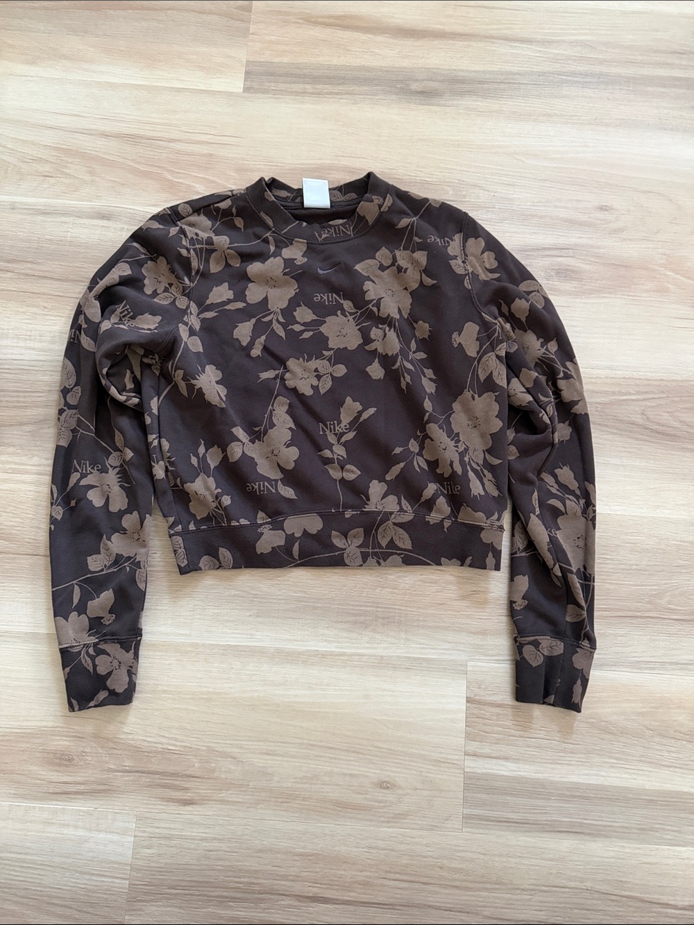 Nike Brown Floral Cropped Crewneck Sweatshirt